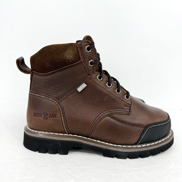 Iron Age Mens Dozer 6 Work Boots US 6 Wide Brown Leather Steel Toe NIB main image 6